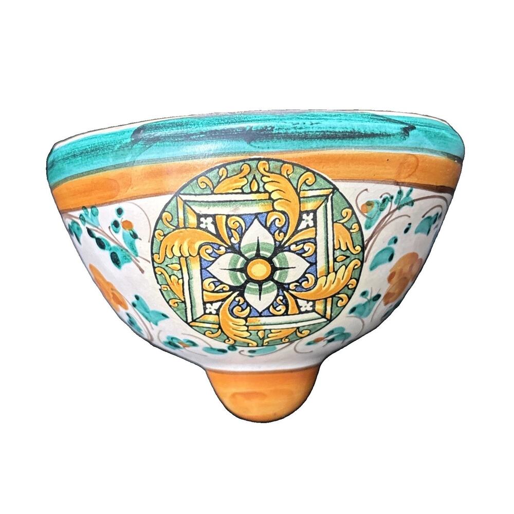 CALTAGIRONE Sicily Signed Italian Wall Planter Sicilian Art Pottery Handmade 5.5